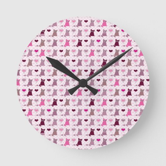 Niedliches Kätzchenmädchenmuster Runde Wanduhr (Vorderseite)