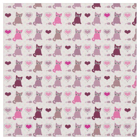 Niedliches Kätzchenmädchenmuster Stoff (Nahaufnahme)