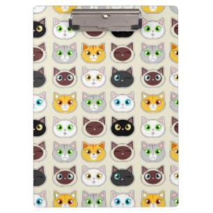 Niedliches Katzen-Ausdruck-Muster Klemmbrett