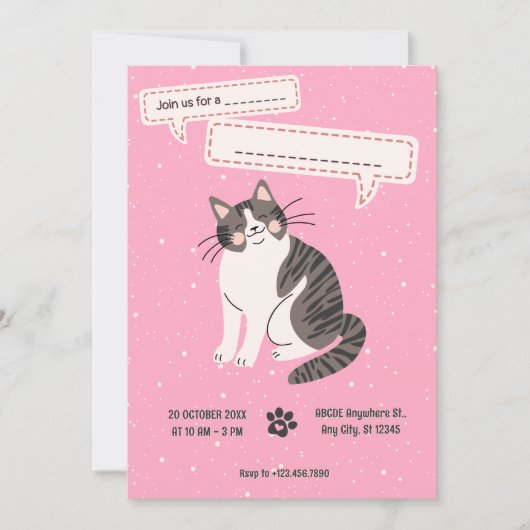 Niedliches Katzen Einladung (Vorderseite)