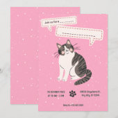 Niedliches Katzen Einladung (Vorne/Hinten)