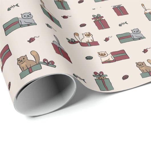 Niedliches Katzen-Feiertags-Verpackungs-Papier Geschenkpapier (Rolleneckpunkt)