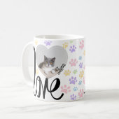 Niedliches Katzen-Foto Herz und Muster Kaffeetasse (Vorderseite Links)