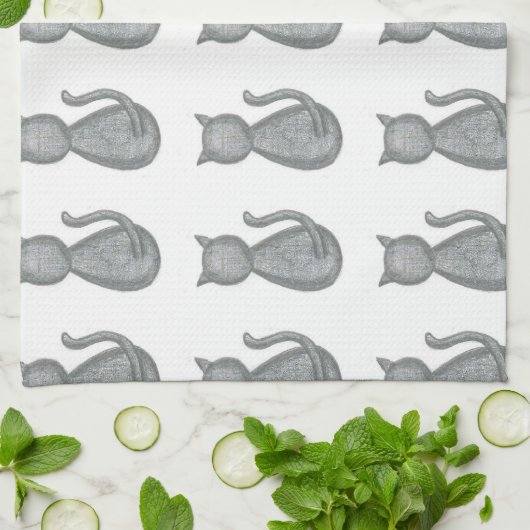 Niedliches Katzen-Küchen-Geschirrtuch Handtuch (Gefaltet)