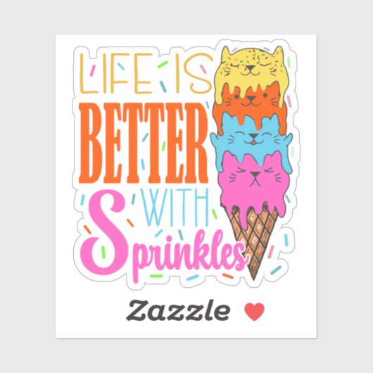 Niedliches Katzen Leben ist besser mit Sprinklen K Aufkleber (Blatt)