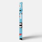 Niedliches Katzen-Muster auf blauem Hintergrund Case-Mate iPhone Hülle (Rückseite / Rechts)