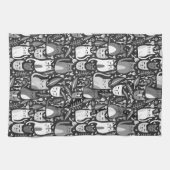 Niedliches Katzen Muster Botanisches Schwarz-Weiß- Geschirrtuch (Horizontal)