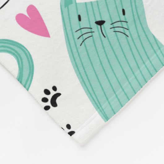 Niedliches Katzen Muster Fleecedecke (Ecke)