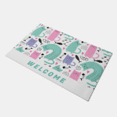 Niedliches Katzen Muster Fußmatte (Schrägansicht)