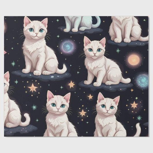 Niedliches Katzen Muster Geschenkpapier (Flach)