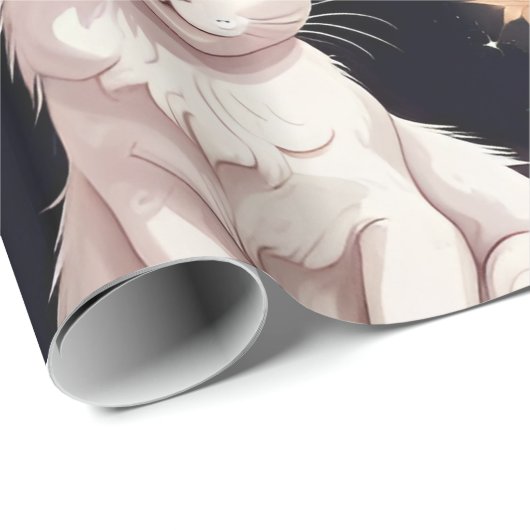 Niedliches Katzen Muster Geschenkpapier (Rolleneckpunkt)