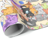 Niedliches Katzen-Muster Geschenkpapier (Rolleneckpunkt)