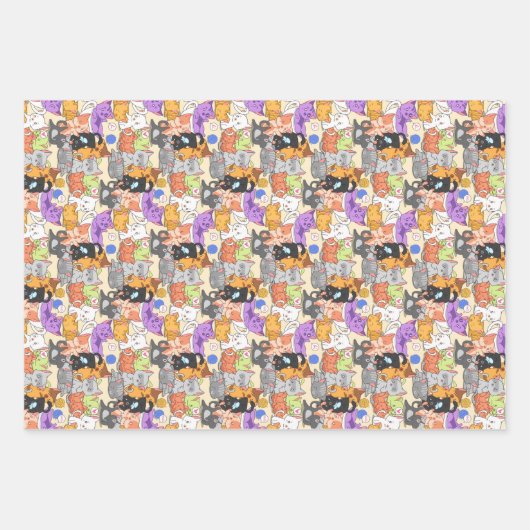 Niedliches Katzen-Muster Geschenkpapier Set (Vorderseite 3)