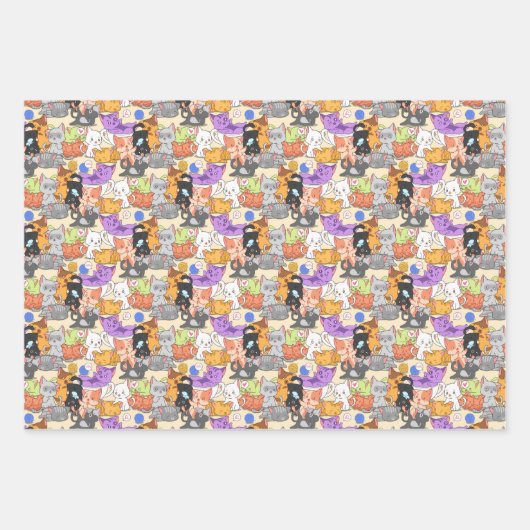 Niedliches Katzen-Muster Geschenkpapier Set (Vorderseite 2)