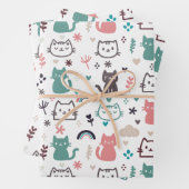 Niedliches Katzen Muster Geschenkpapier Set (Beispiel)
