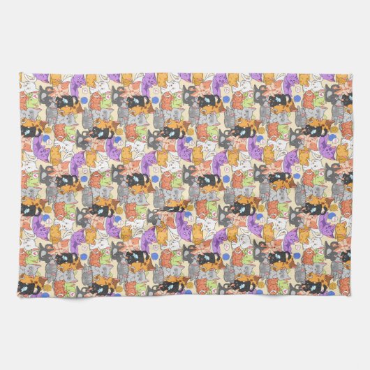 Niedliches Katzen-Muster Geschirrtuch (Horizontal)