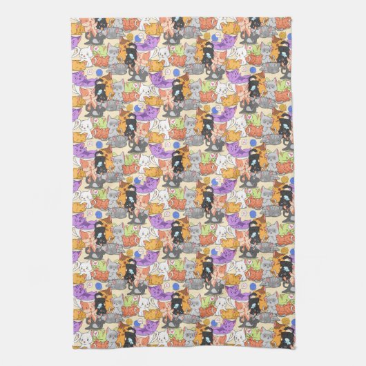 Niedliches Katzen-Muster Geschirrtuch (Vertikal)