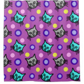 Niedliches Katzen Muster im Violett-Duschvorhang Duschvorhang (Vorderseite)