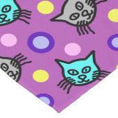 Niedliches Katzen Muster in Violet Großer Tischläu Tischläufer (Ecke)