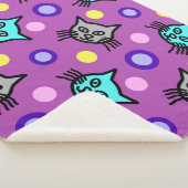 Niedliches Katzen Muster in Violet Medium Sherpa B Sherpadecke (3/4)