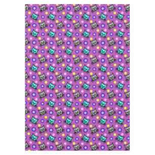 Niedliches Katzen Muster in Violet-Medium-Tablette Tischdecke