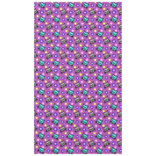 Niedliches Katzen Muster in Violett Große Tablette Tischdecke (Vorderseite)