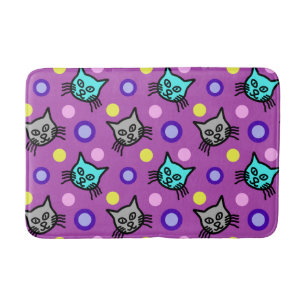 Niedliches Katzen Muster in Violett Mittelbadematt Badematte