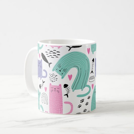 Niedliches Katzen Muster Kaffeetasse (Vorderseite Links)