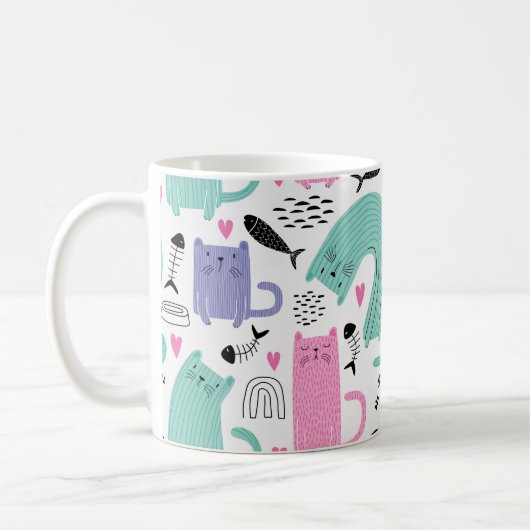 Niedliches Katzen Muster Kaffeetasse (Links)