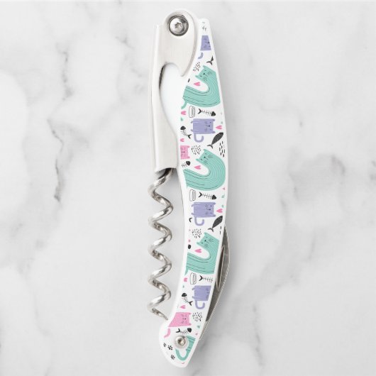 Niedliches Katzen Muster Kellnermesser (Vorderseite)