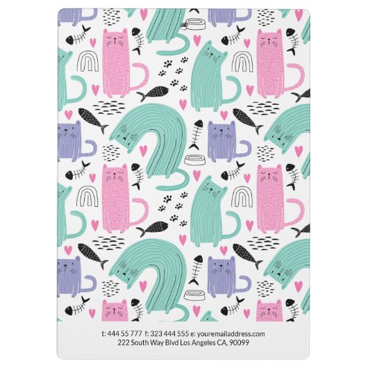 Niedliches Katzen Muster Klemmbrett (Rückseite)