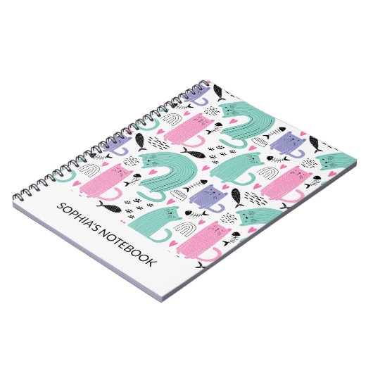 Niedliches Katzen Muster Notizblock (Linke Seite)