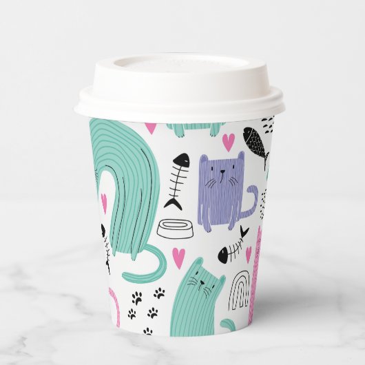 Niedliches Katzen Muster Pappbecher (Links)