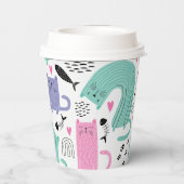 Niedliches Katzen Muster Pappbecher (Rückseite)