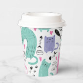 Niedliches Katzen Muster Pappbecher (Rechts)