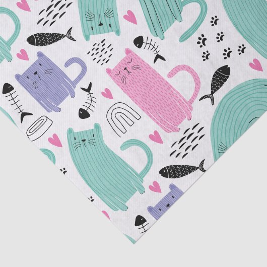 Niedliches Katzen Muster Seidenpapier (Ausschnitt)