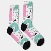 Niedliches Katzen Muster Socken (Rechts)