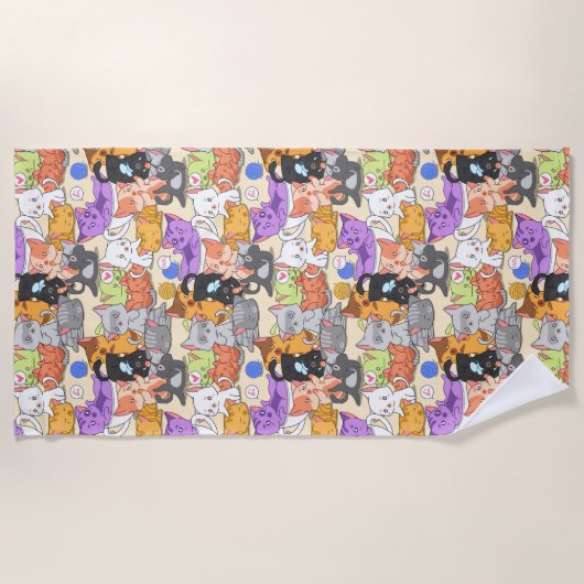 Niedliches Katzen-Muster    Strandtuch (Vorderseite)