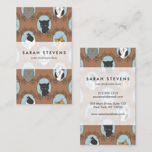 Niedliches Katzen-Muster Visitenkarte (Vorne/Hinten)