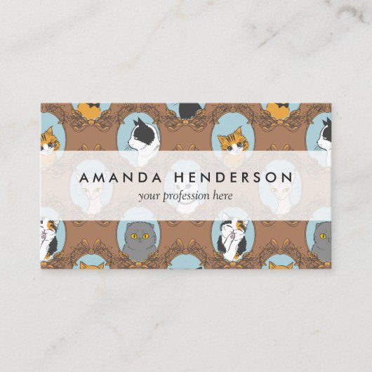 Niedliches Katzen-Muster Visitenkarte (Vorderseite)