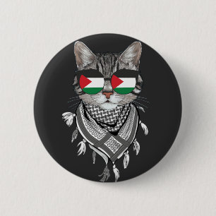 Niedliches Katzen Palästina-Flaggenbrille Keffiyeh Button
