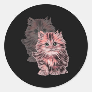 Niedliches Katzen-Portrait für Mamas und Tiere Runder Aufkleber