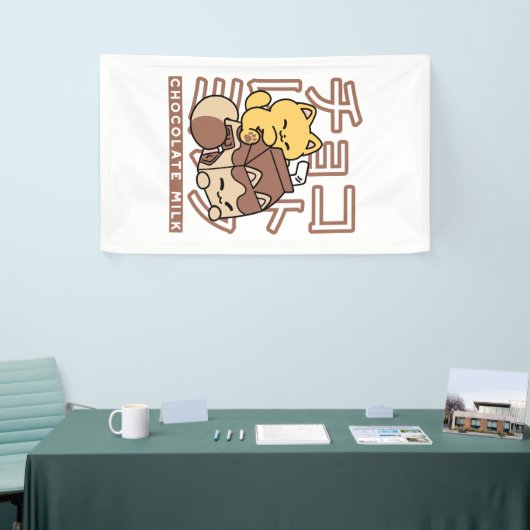 Niedliches Katzen Schokolade Milchkarton Kawaii Ku Banner (Messeveranstaltung)