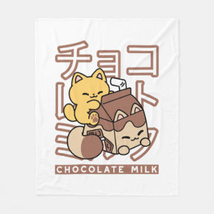 Niedliches Katzen Schokolade Milchkarton Kawaii Ku Fleecedecke