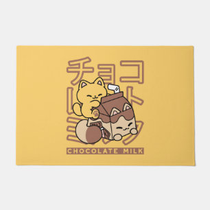 Niedliches Katzen Schokolade Milchkarton Kawaii Ku Fußmatte