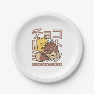 Niedliches Katzen Schokolade Milchkarton Kawaii Ku Pappteller