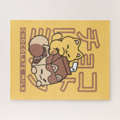 Niedliches Katzen Schokolade Milchkarton Kawaii Ku Puzzle (Horizontal)