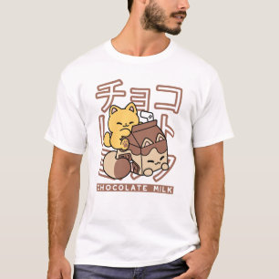 Niedliches Katzen Schokolade Milchkarton Kawaii Ku T-Shirt