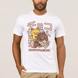Niedliches Katzen Schokolade Milchkarton Kawaii Ku T-Shirt