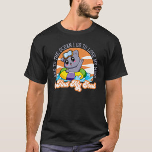 Niedliches Katzen Sommerurlaub im Ozean Retro T-Shirt